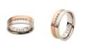 INOX Men's Steel Rose Gold-Tone Plated 5 Piece Clear Diamond Ring